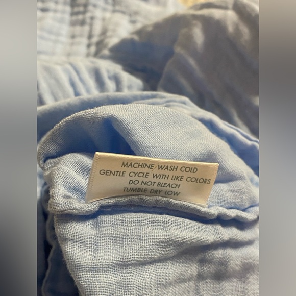 Lake Women’s Blue Cotton Gauze Caftan Maxi Dress V-Neck | Relaxed Fit - Picture 7 of 9